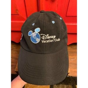 Disney Vacation Club Member Adult Black Globe Embroidered  Baseball Hat Cap  EUC